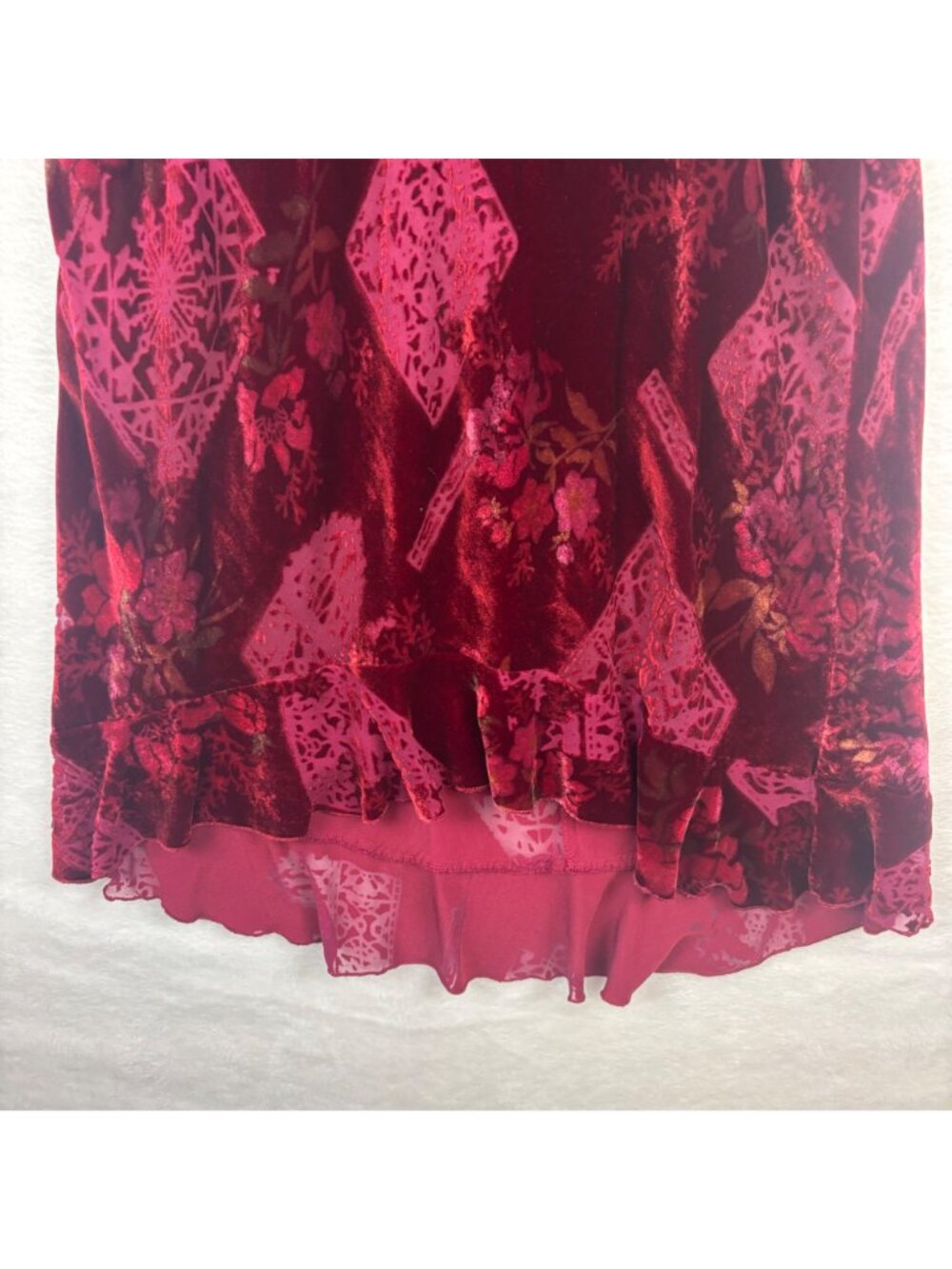 Jonathan Martin Studio 12 Velvet Sleeveless Burgundy Floral Dress Whimsigoth Y2K - Picture 5 of 14